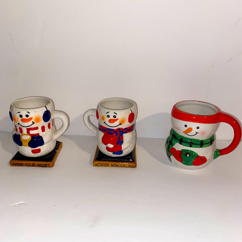 Bundle of 3 Vintage Snowmen Holiday Coffee Mugs